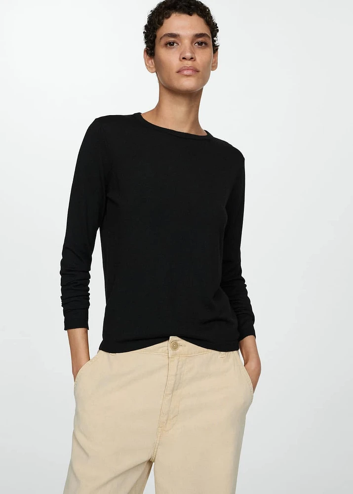 Wool-blend round-neck sweater