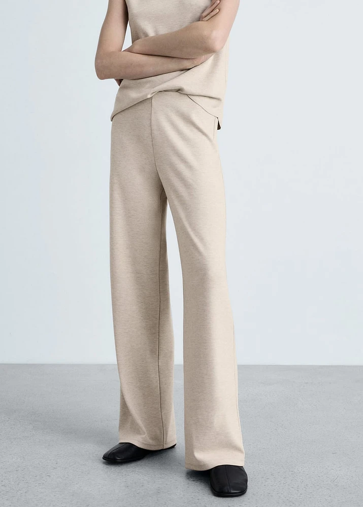Fine-knit wide-leg pants