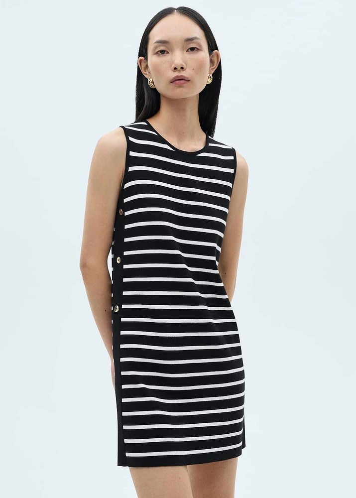 Striped dress with metallic buttons