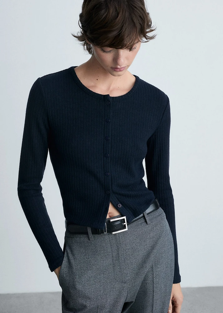 Buttoned ribbed cardigan