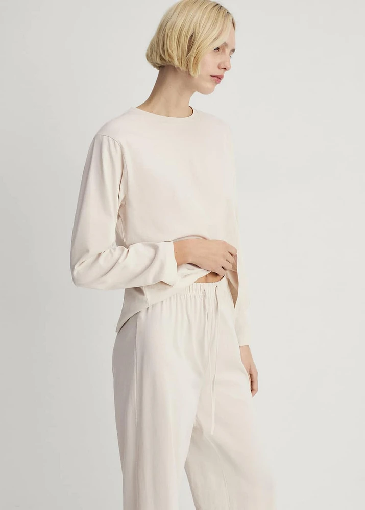 Two-piece plain cotton pajama set