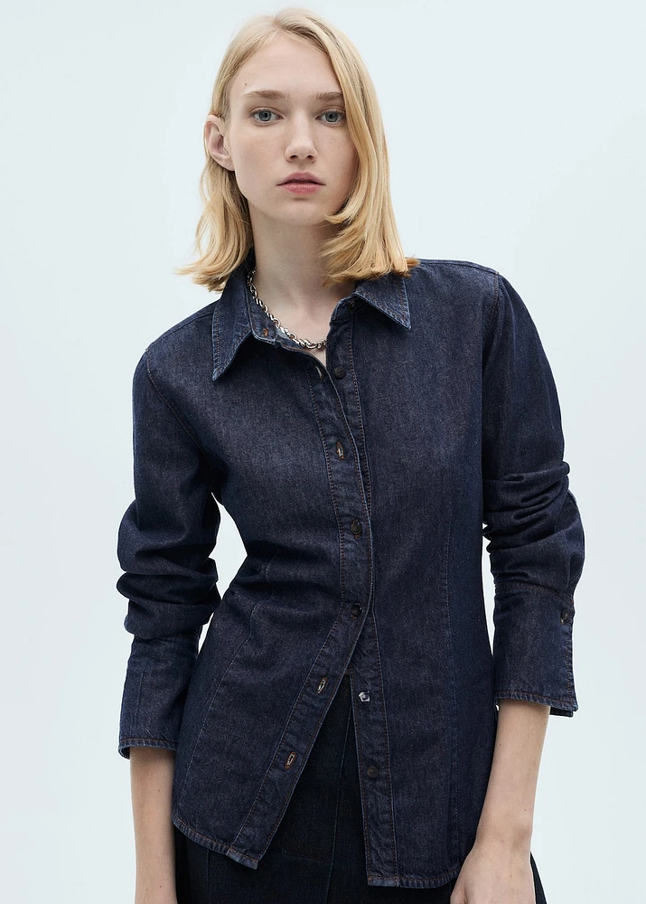 Rinse-wash denim shirt