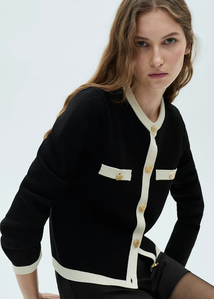 Knitted jacket with jewel buttons