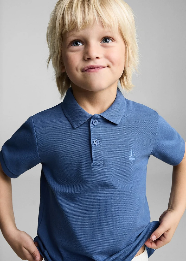 Short-sleeve knitted polo shirt