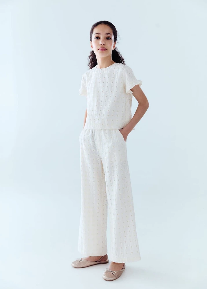 Swiss embroidered culotte pants