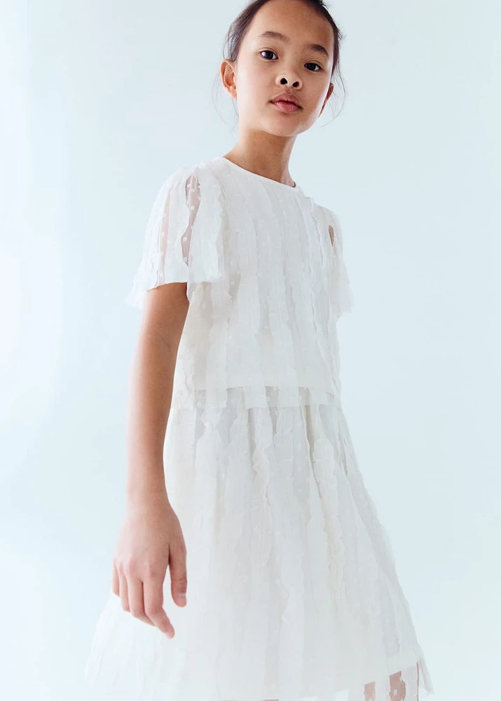 Contrast panels tulle skirt