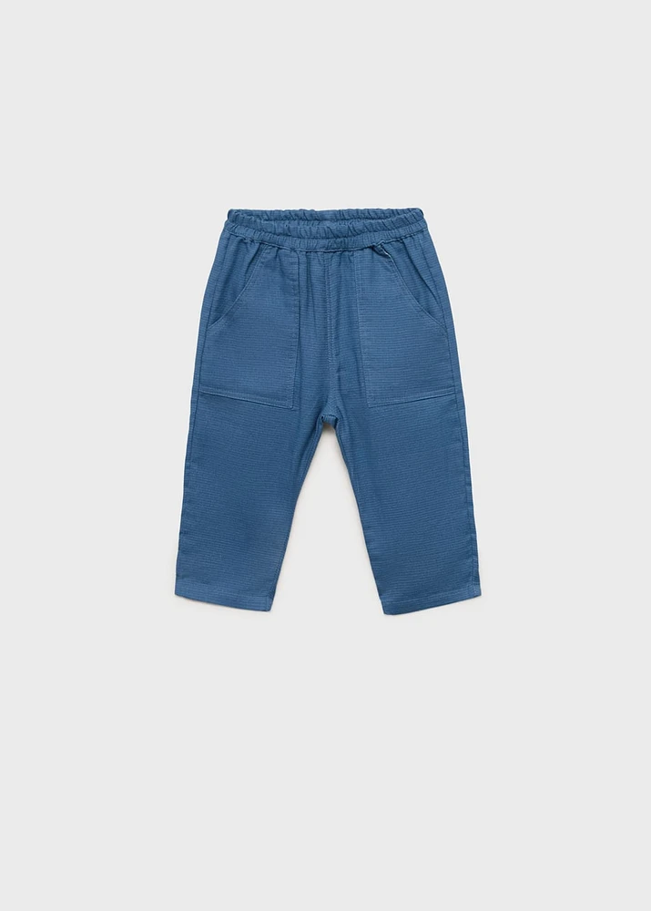 Textured cotton trousers