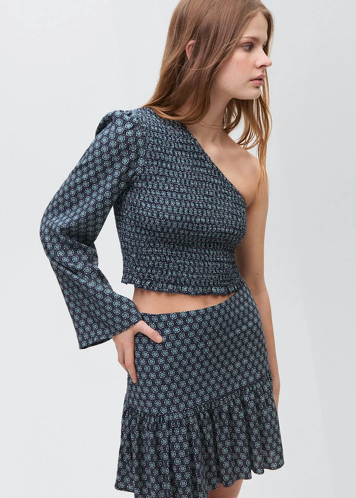 Ruffled asymmetrical blouse