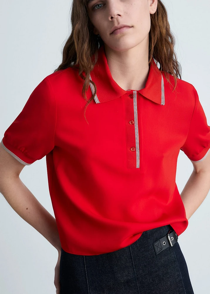 Cropped polo shirt with contrasting trim