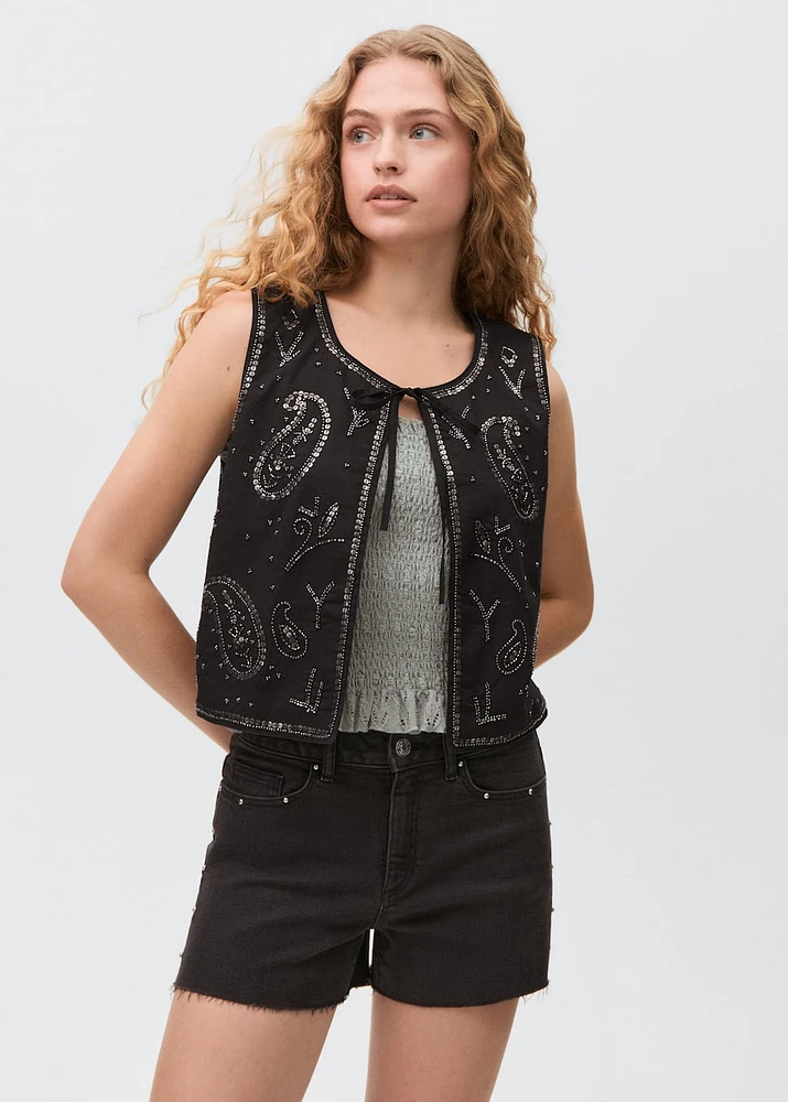 Beaded embroidered vest