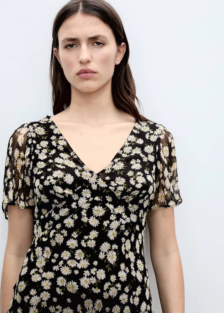 Floral-print straight-fit midi-dress