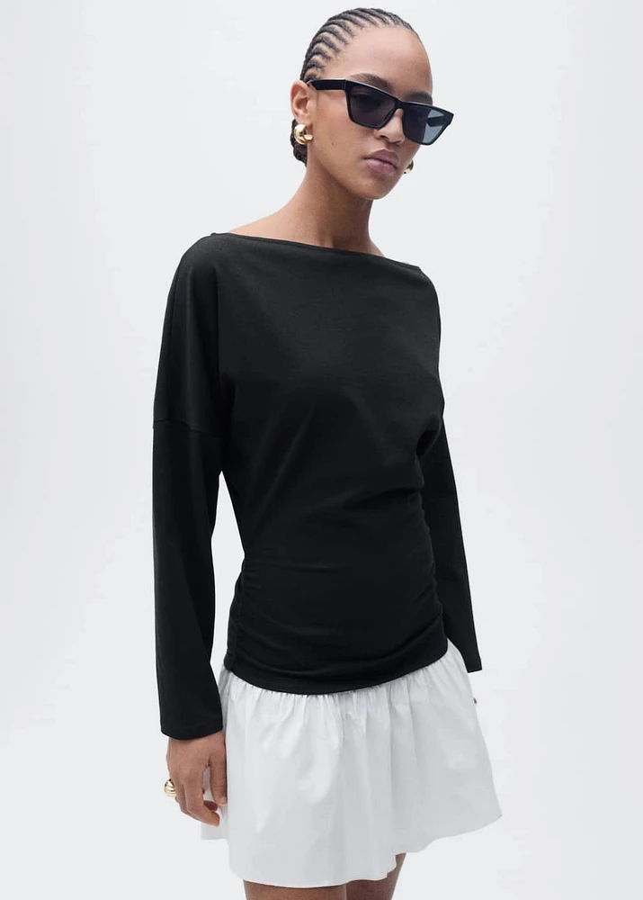 Short combined fabric draped dress