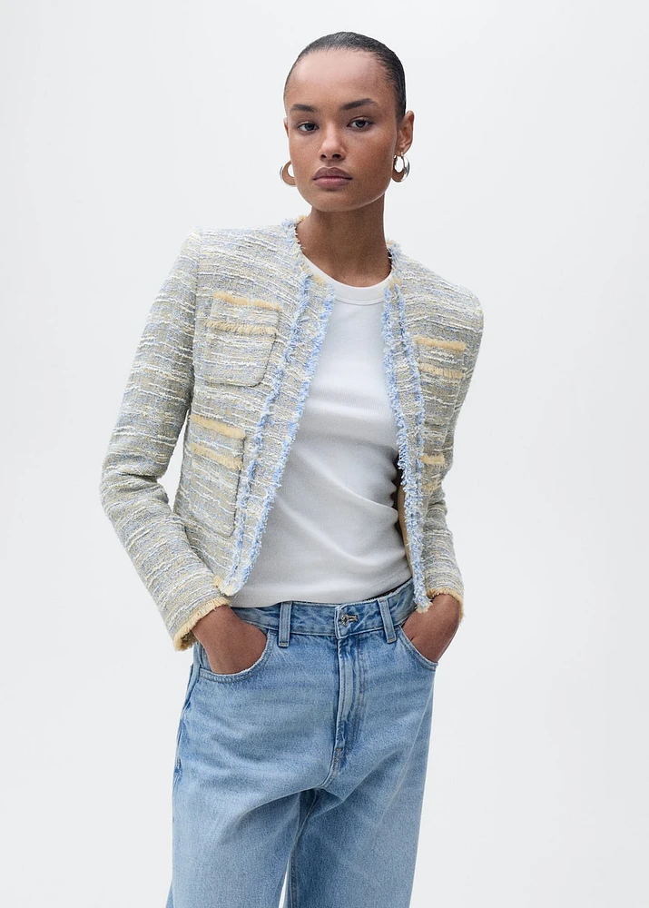 Tweed jacket with frayed ends