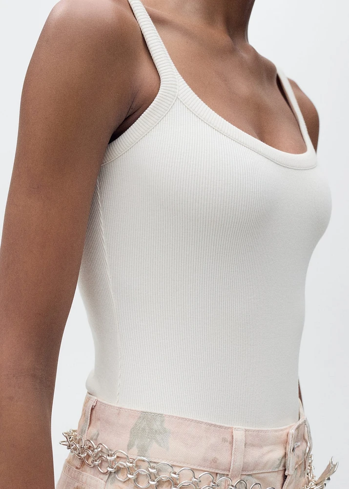 Ribbed cotton bodysuit