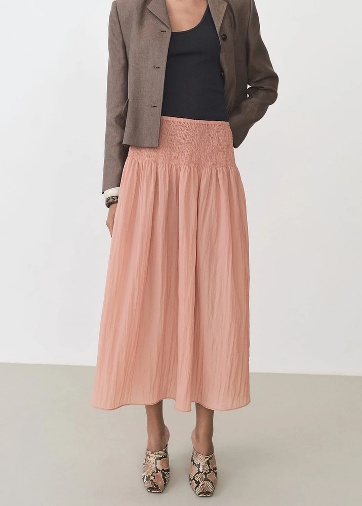 Gathered midi-skirt with panels