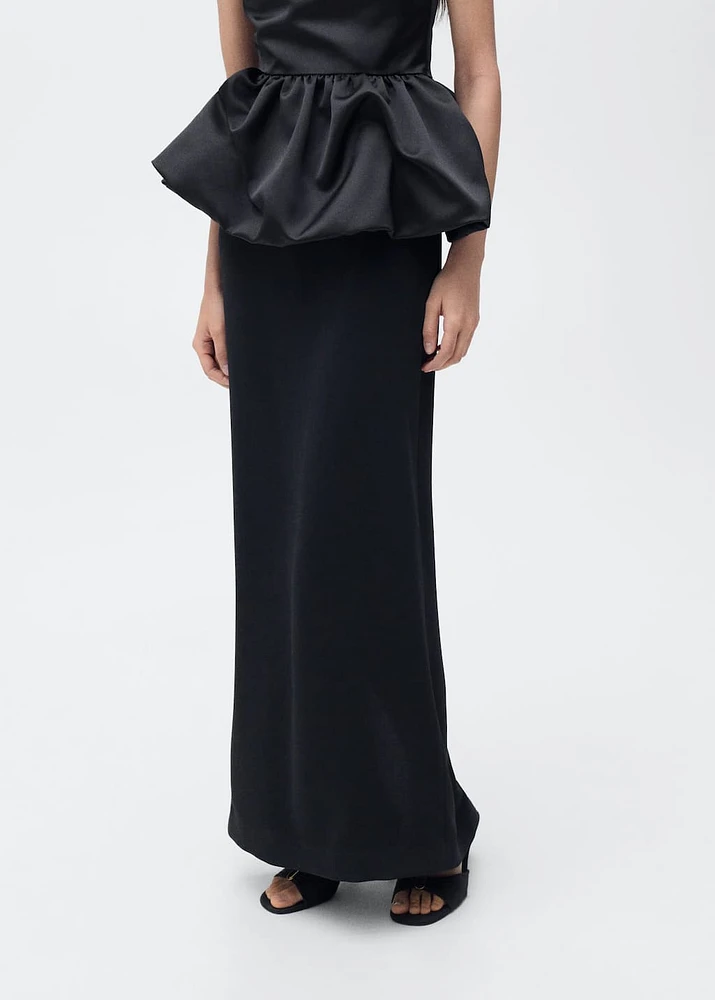 Draped-waist straight skirt
