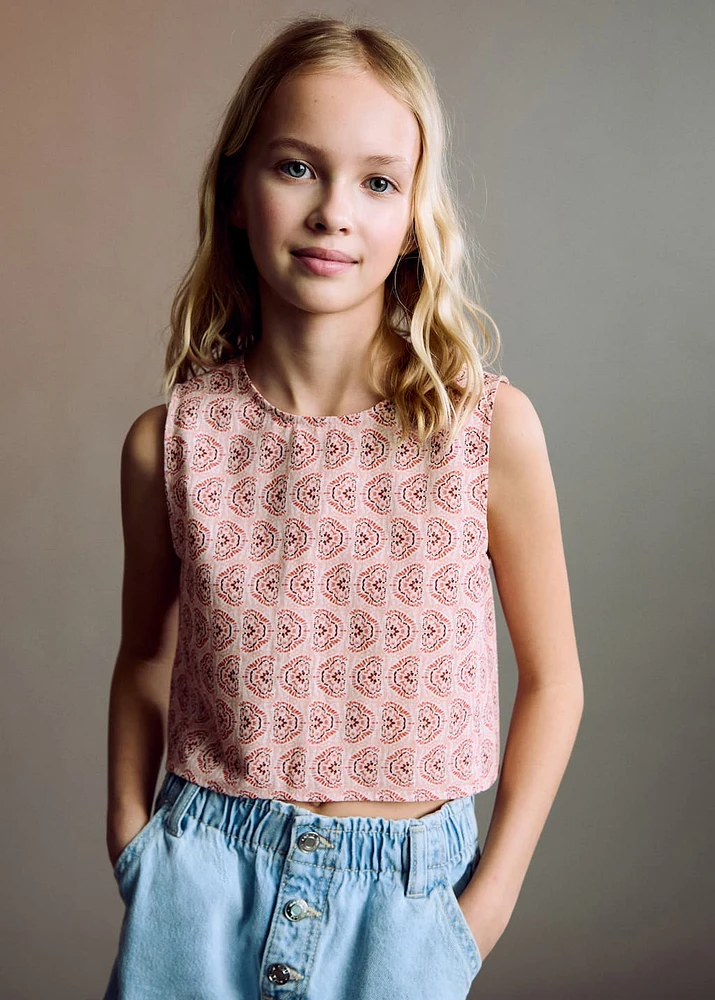 Buttoned printed blouse