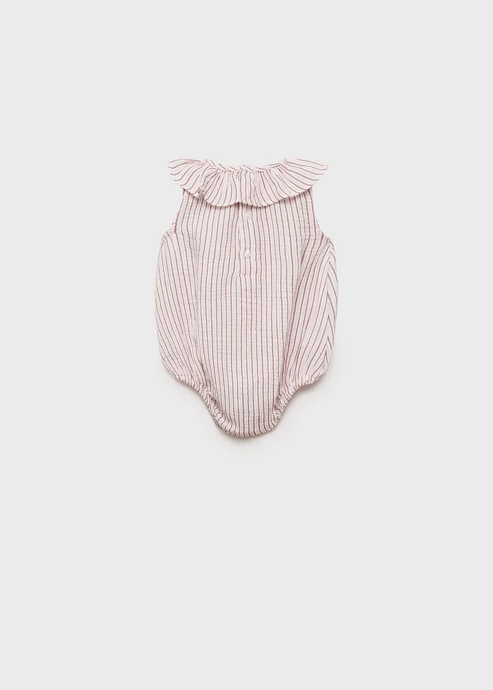 Striped cotton one-piece suit
