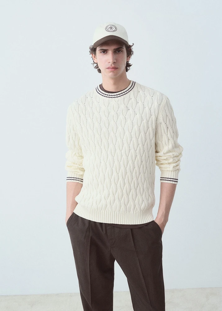Cable-knit cotton sweater