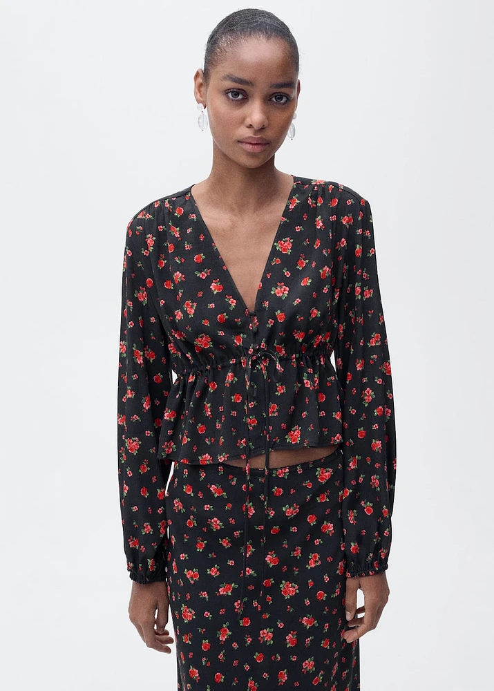 Ruffled floral blouse