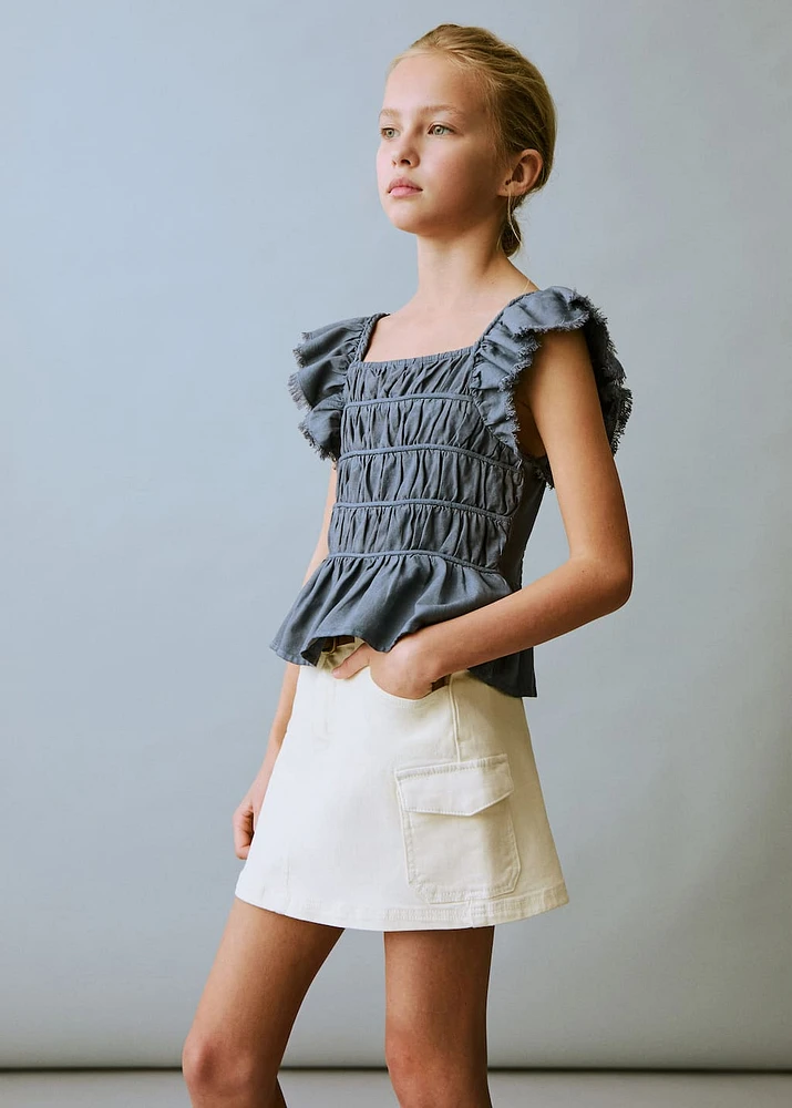 Denim cargo skirt