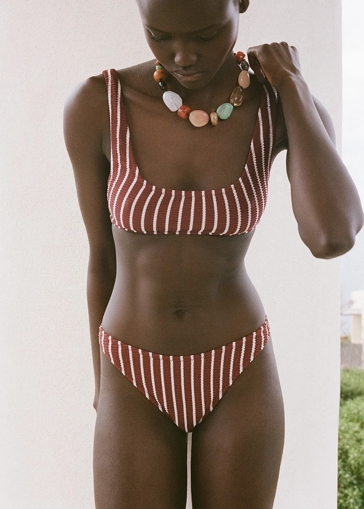 Striped ribbed bikini top