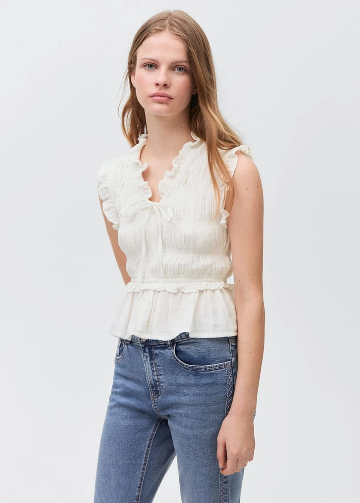 Ruffled gathered blouse
