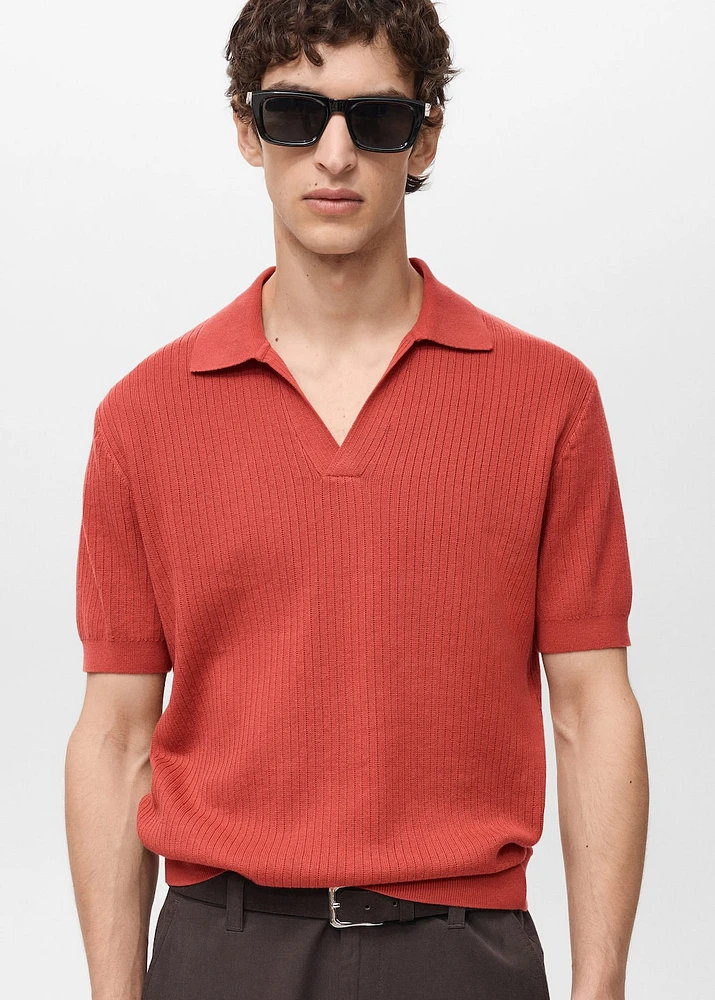 100% cotton ribbed structured polo shirt