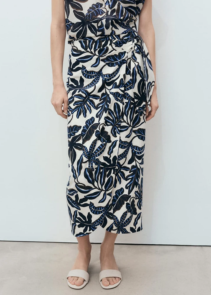 Linen skirt with knot detail