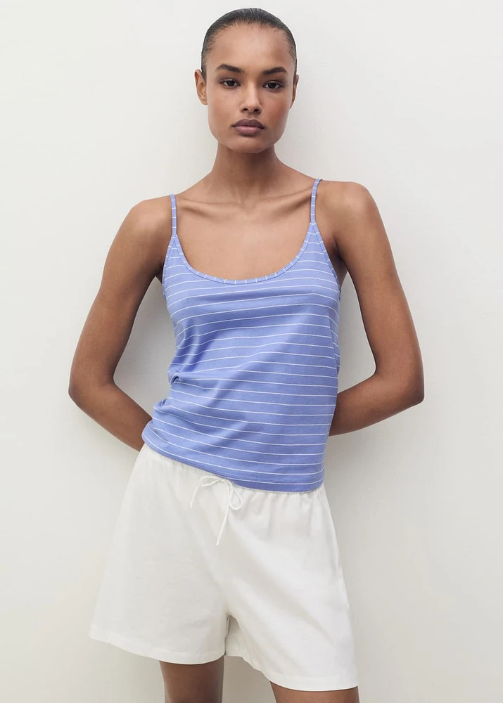 Striped cotton pajama top