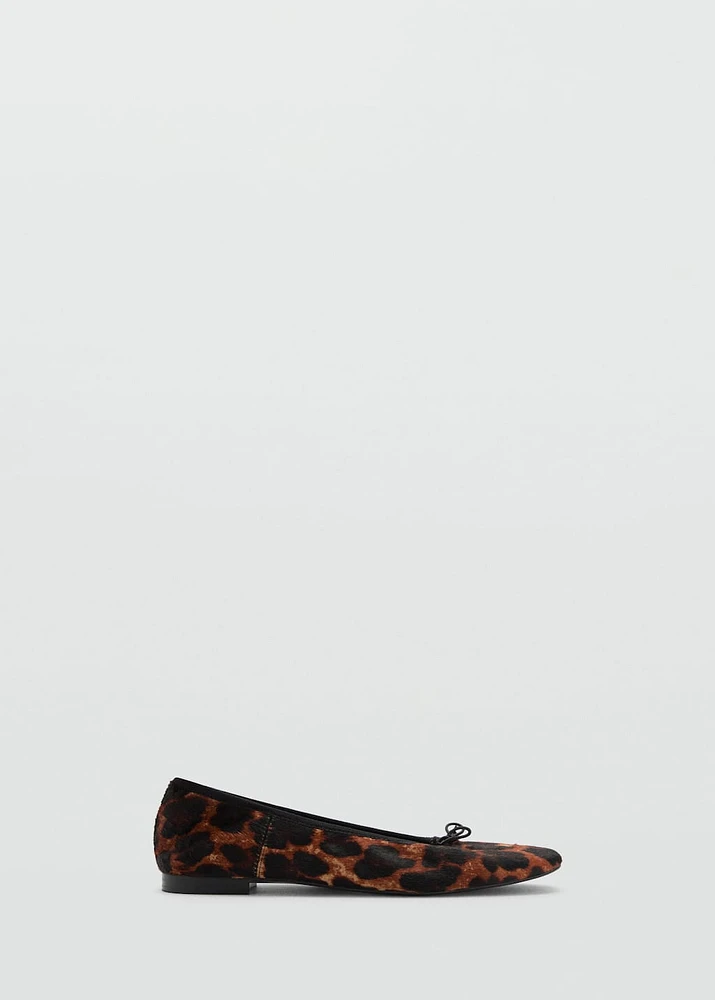 Animal-print leather ballet flats