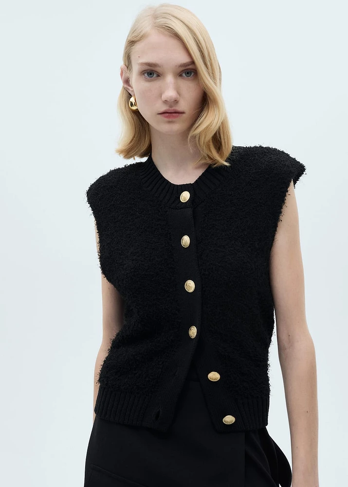 Knitted vest with buttons