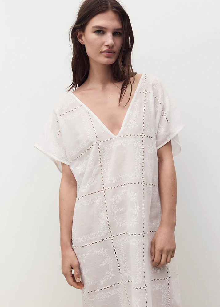 100% ramie embroidered caftan