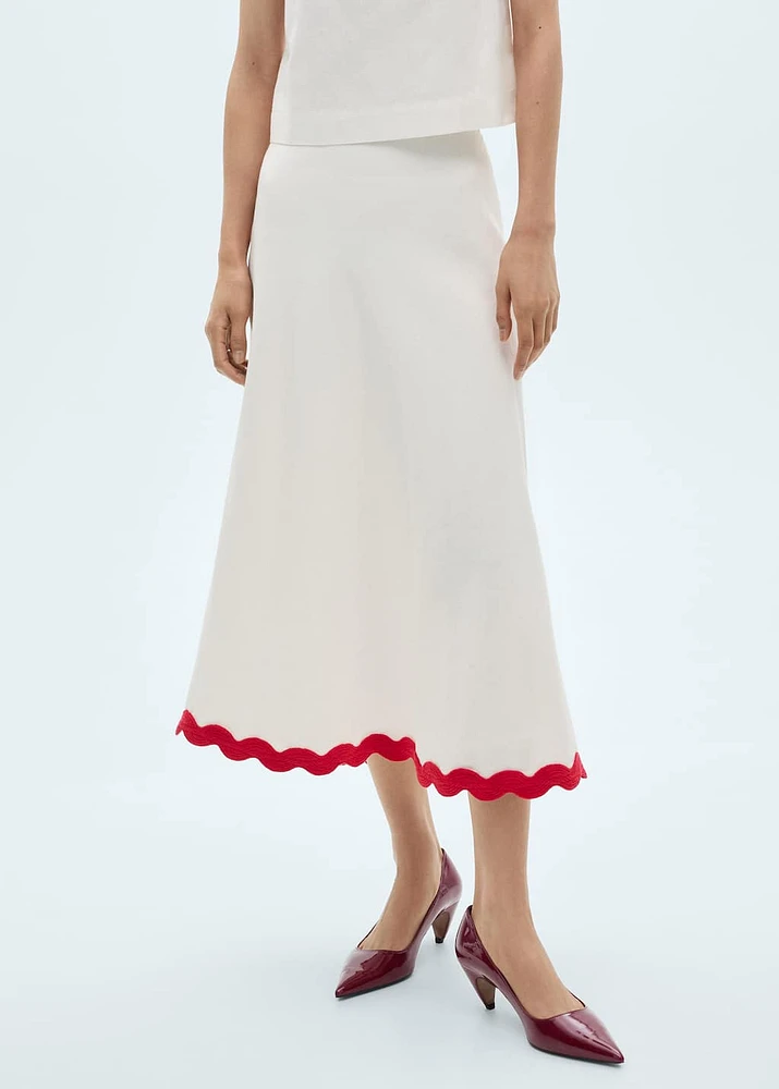 Midi-skirt with contrasting trim