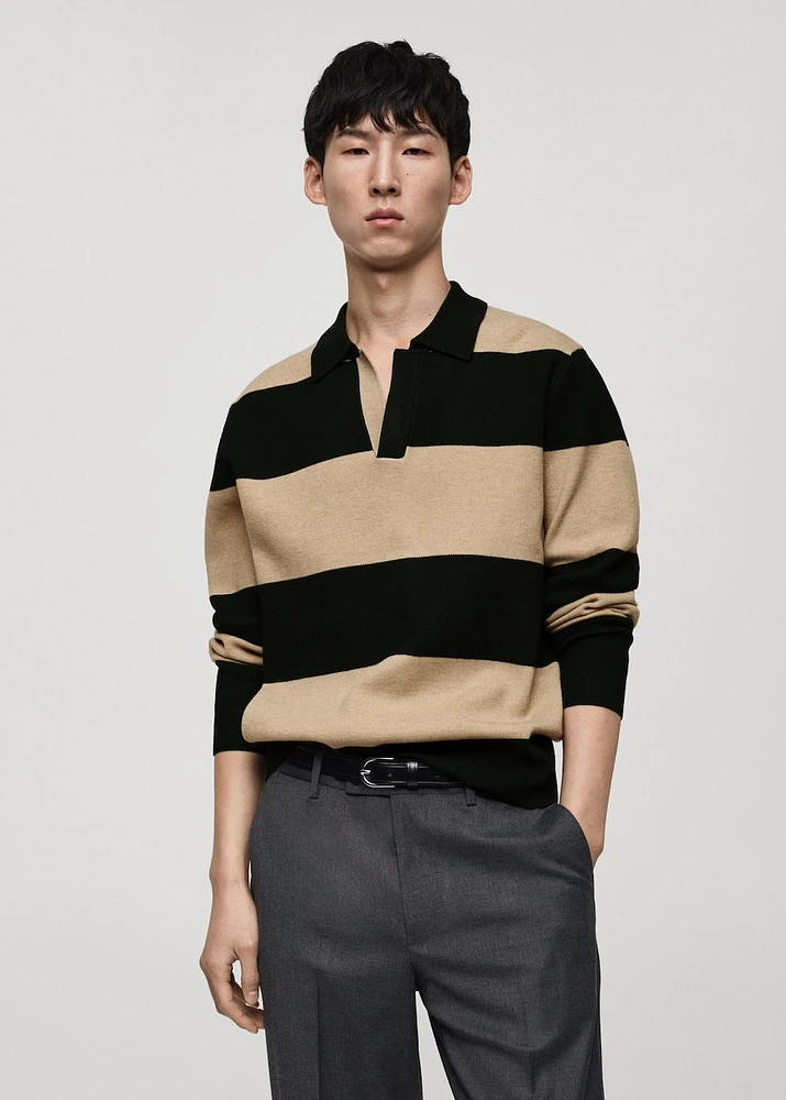 Striped design polo sweater