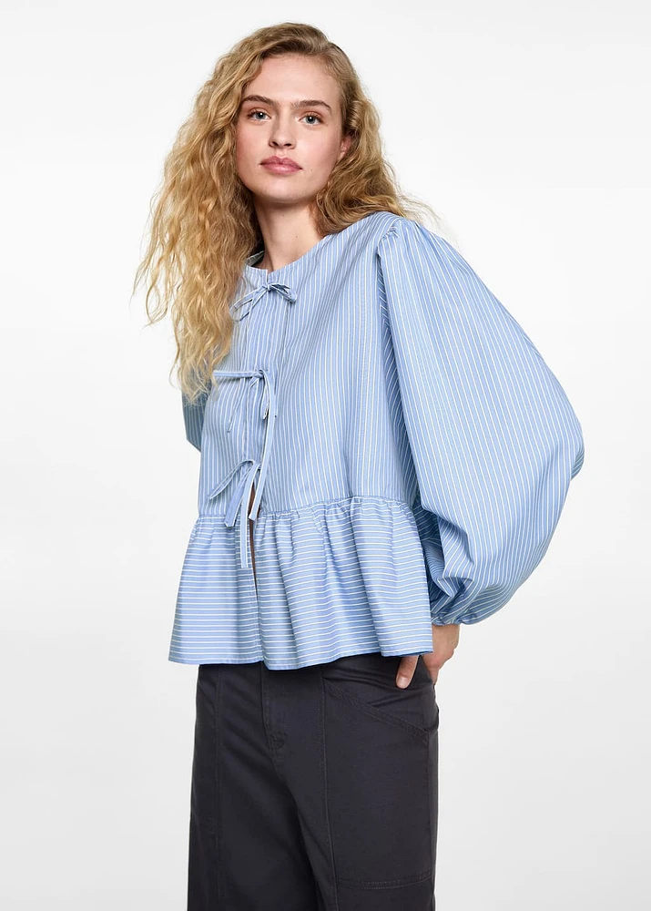 Striped bow blouse