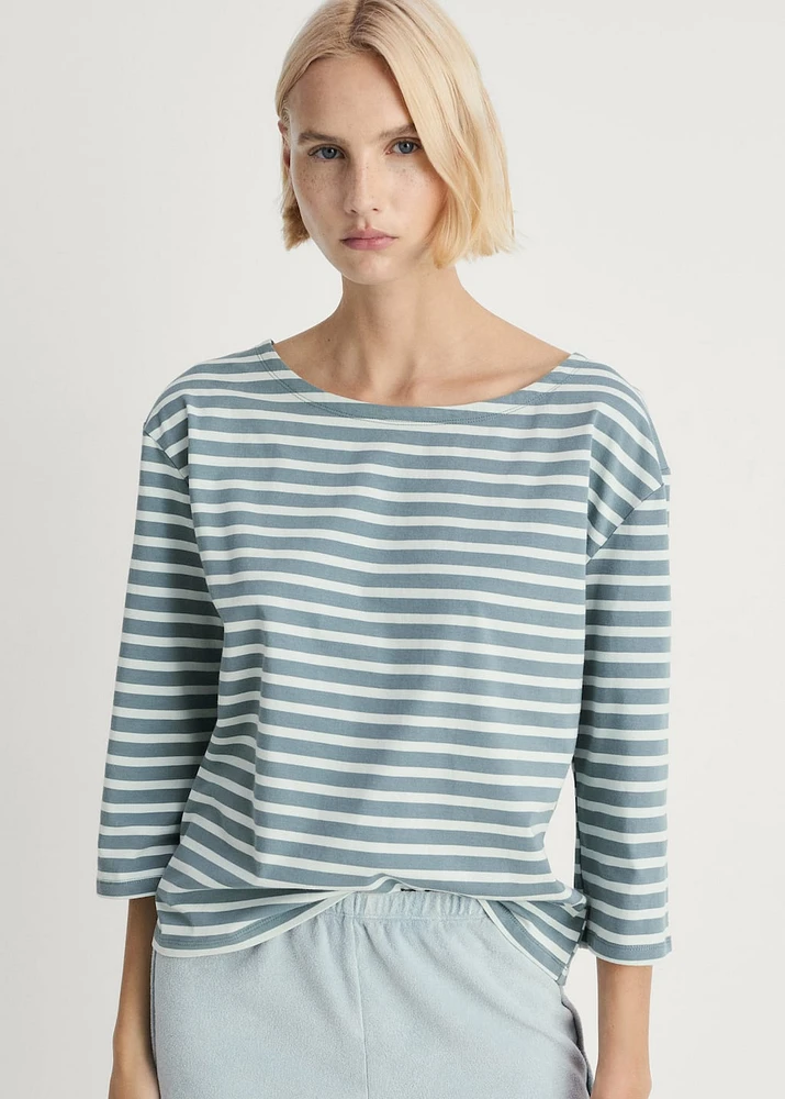 Woven cotton striped t-shirt