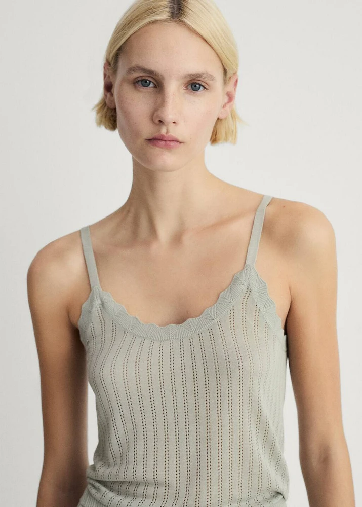 Pajama top with pointelle detail