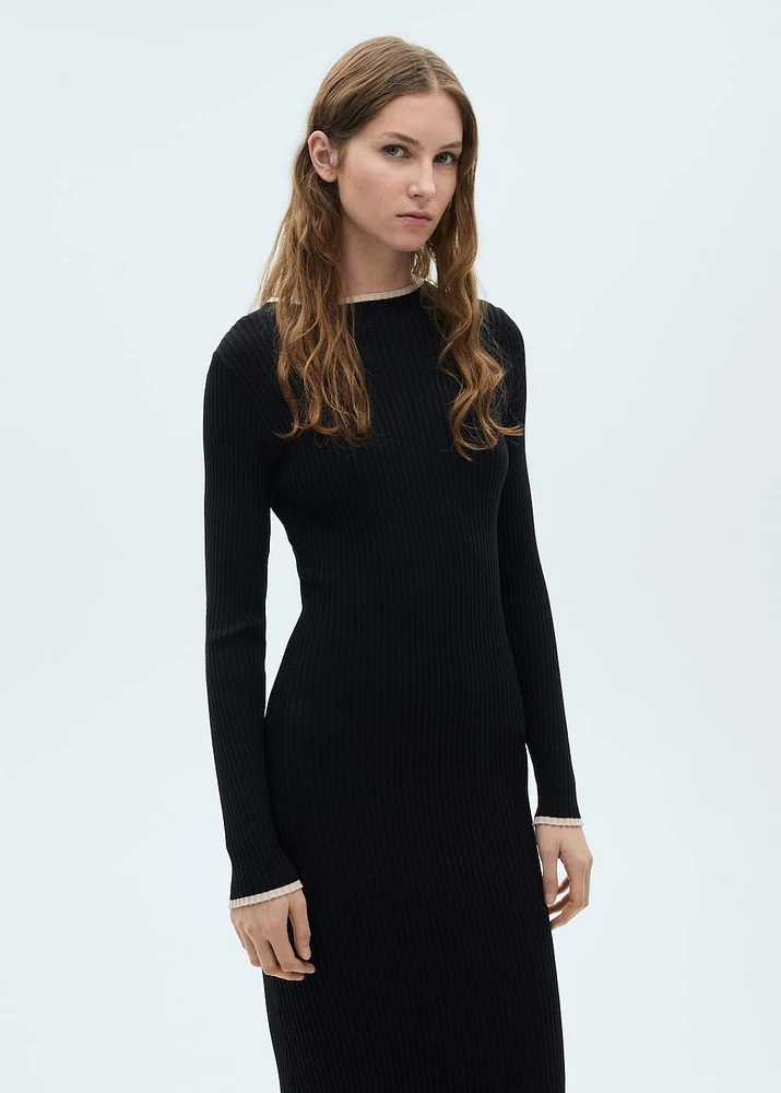 Contrast ribbed knit dress