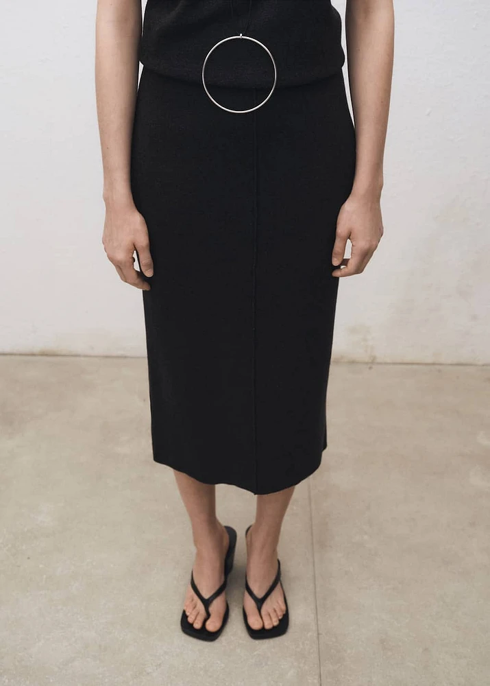 Wool-blend midi-skirt