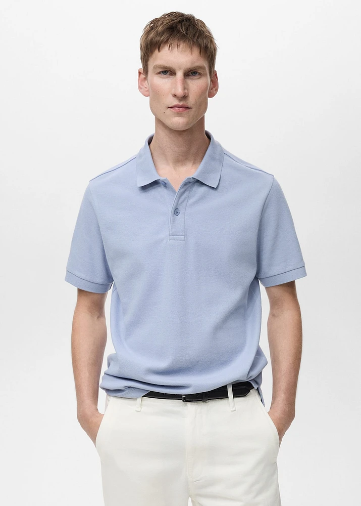 Regular-fit cotton piqué polo shirt