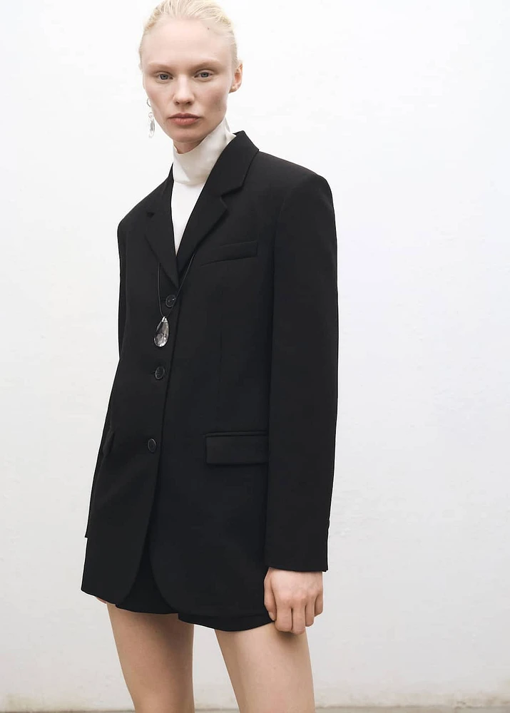 Straight button suit blazer