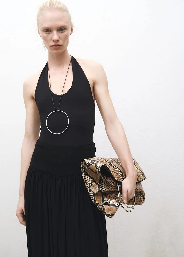 Open-back halter bodysuit