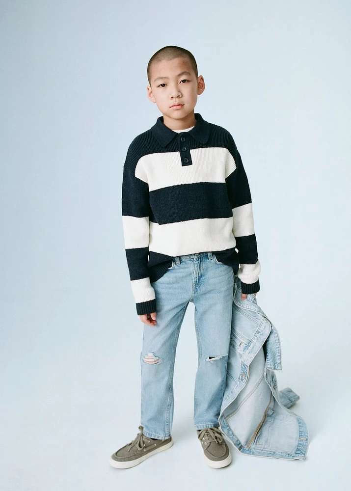 Striped polo-style sweater