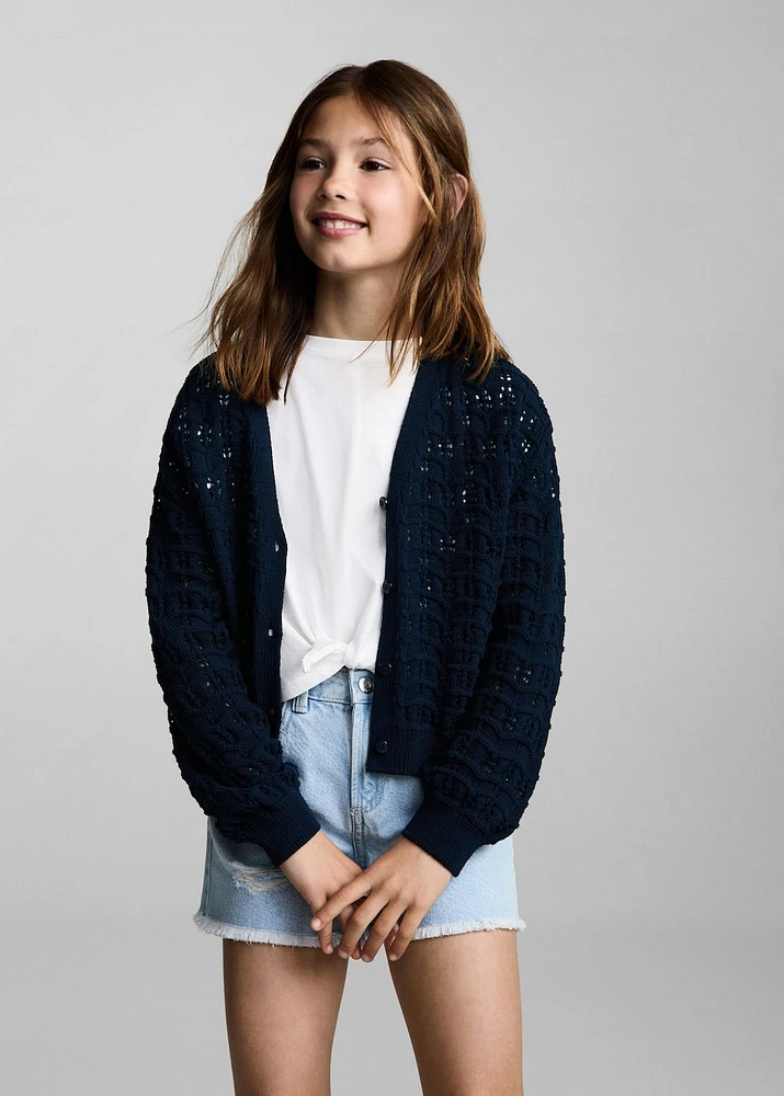 Openwork knit cardigan