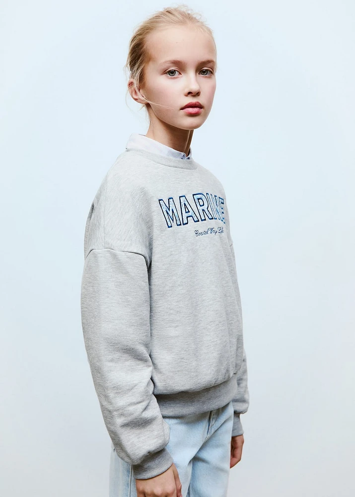 Cotton sweatshirt with embroidered message