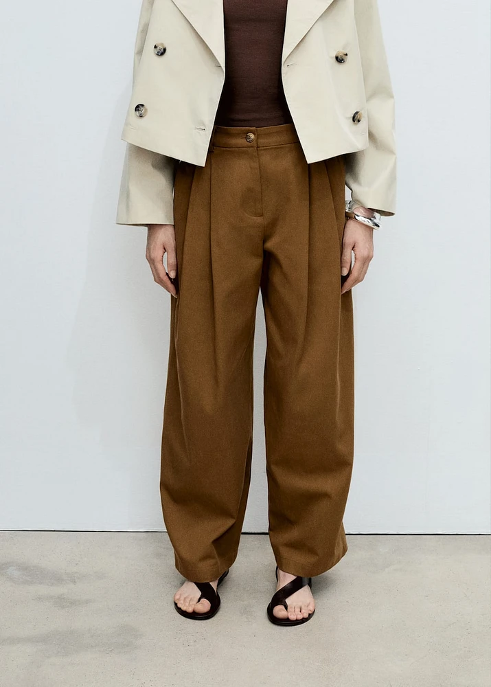 Wide leg pants cotton and lyocell blend