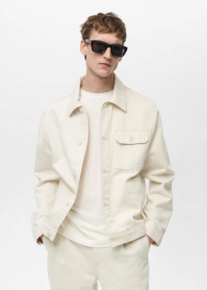 Linen-blend jacket with pockets