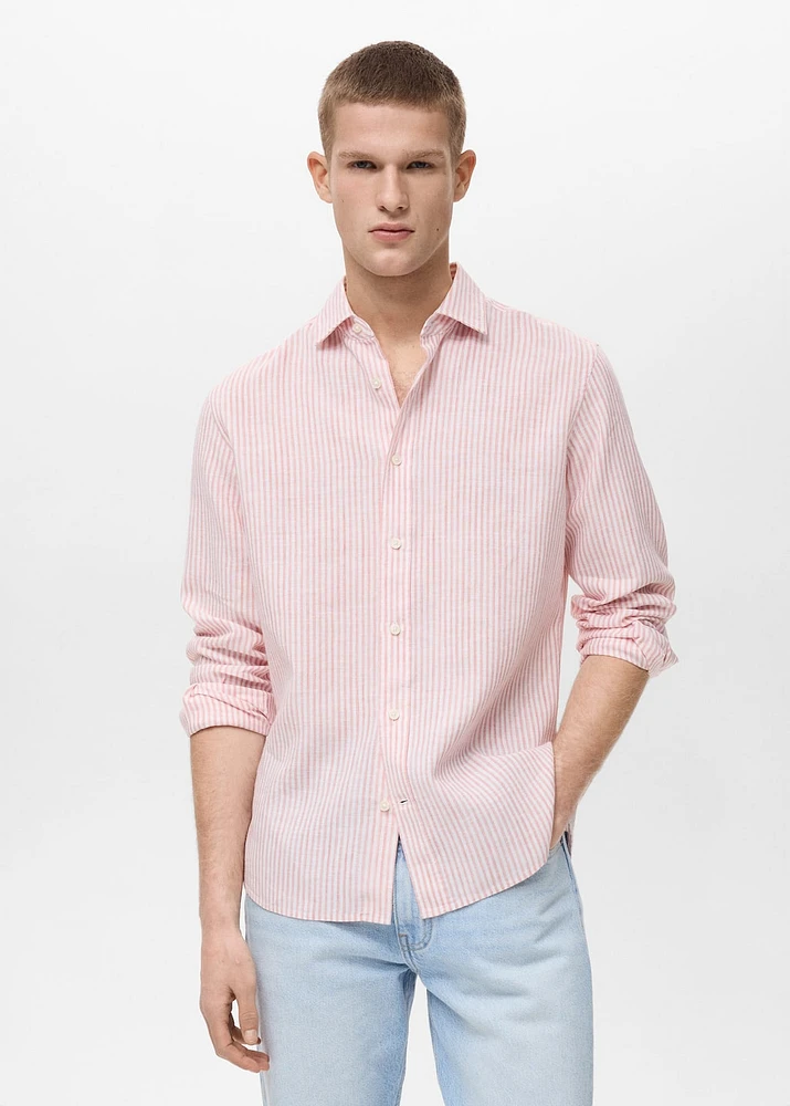 Regular fit striped linen shirt