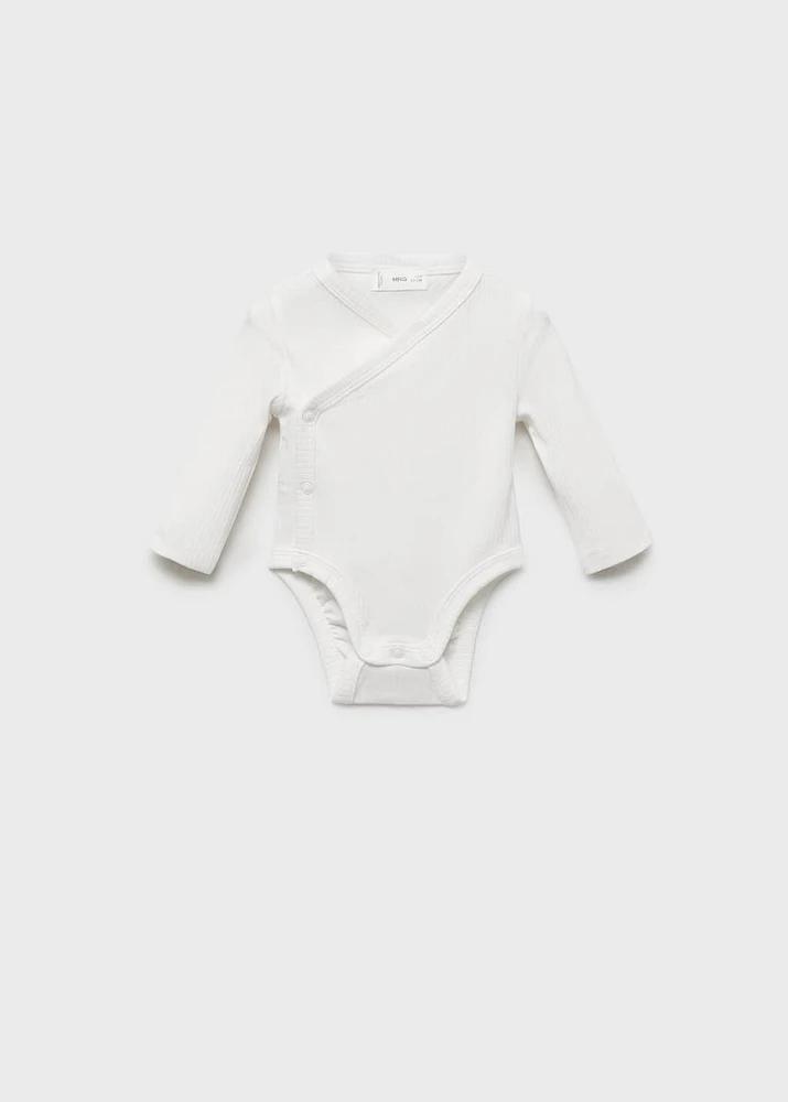 V-neck bodysuit with buttons